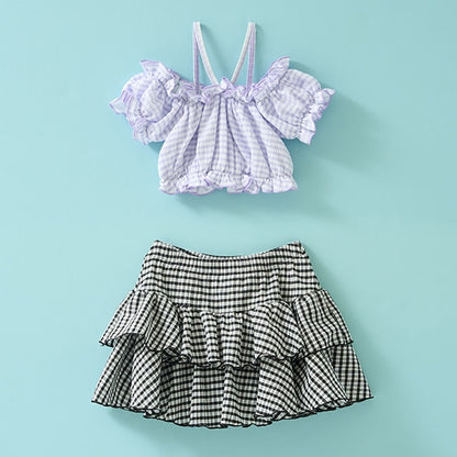 Japanese children's clothing Ly# mine UV protection swimsuit two-piece set 100-130cm girls summer swimsuit special edition [Japan pre-sale: mid-April 2025] 