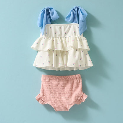 Japanese children's clothing Ly# mine UV protection swimsuit two-piece set 100-130cm girls summer swimsuit special edition [Japan pre-sale: mid-April 2025] 