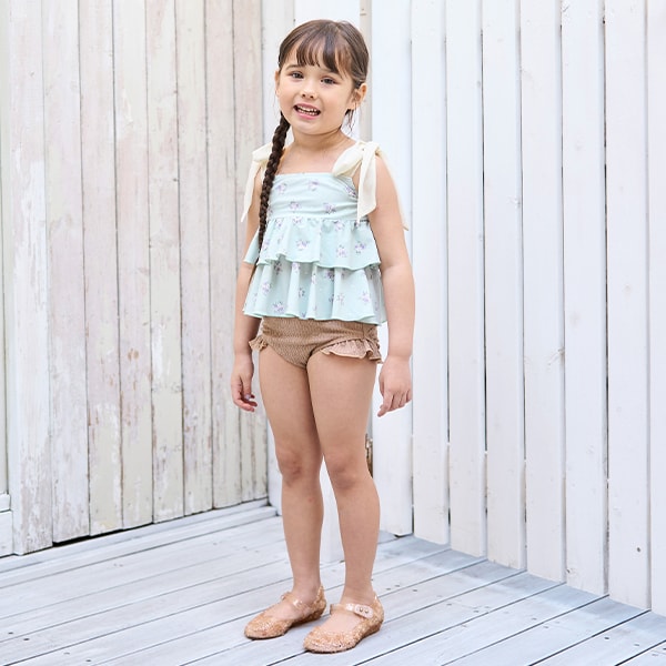 Japanese children's clothing Ly# mine UV protection swimsuit two-piece set 100-130cm girls summer swimsuit special edition [Japan pre-sale: mid-April 2025] 