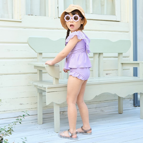 Japanese children's clothing Ly# mine UV protection swimsuit two-piece set 100-130cm girls summer swimsuit special edition [Japan pre-sale: mid-April 2025] 