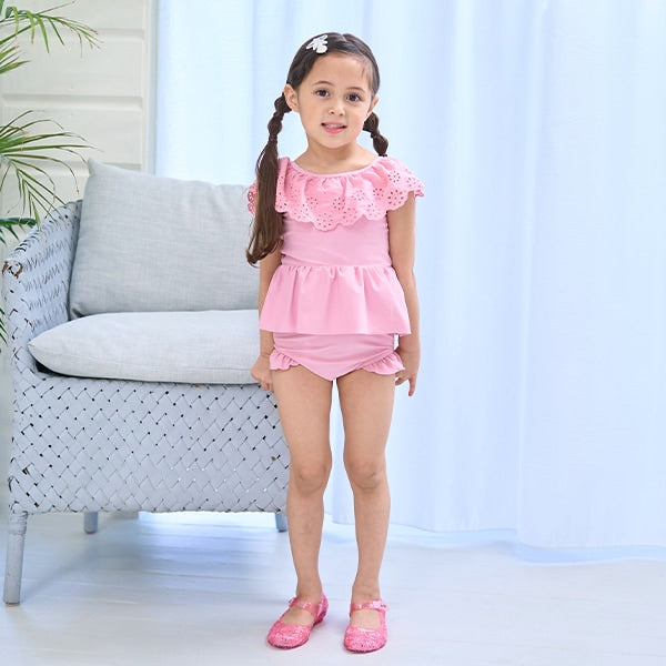 Japanese children's clothing Ly# mine UV protection swimsuit two-piece set 100-130cm girls summer swimsuit special edition [Japan pre-sale: mid-April 2025] 