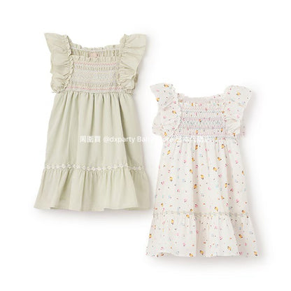 Japanese children's clothing pe#main small flying sleeve dress 80-130cm girls summer dresses 