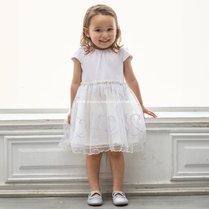 Japanese children's clothing pe#main embroidered tulle dress 80-130cm girls summer dresses for interviews/banquets/performances 
