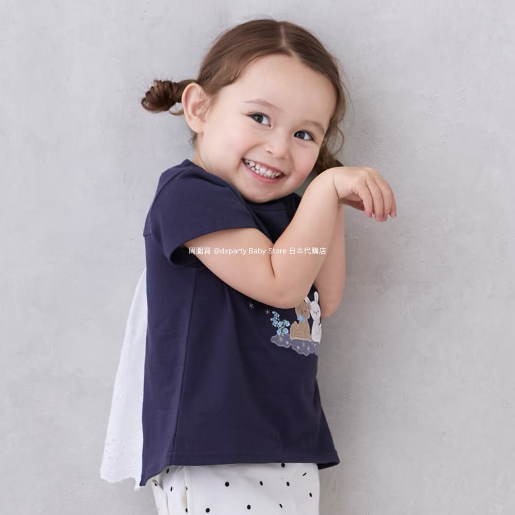 Japanese children's clothing pe#main Starry sky pupu &amp; tete tops 80-130cm girls summer TOPS 