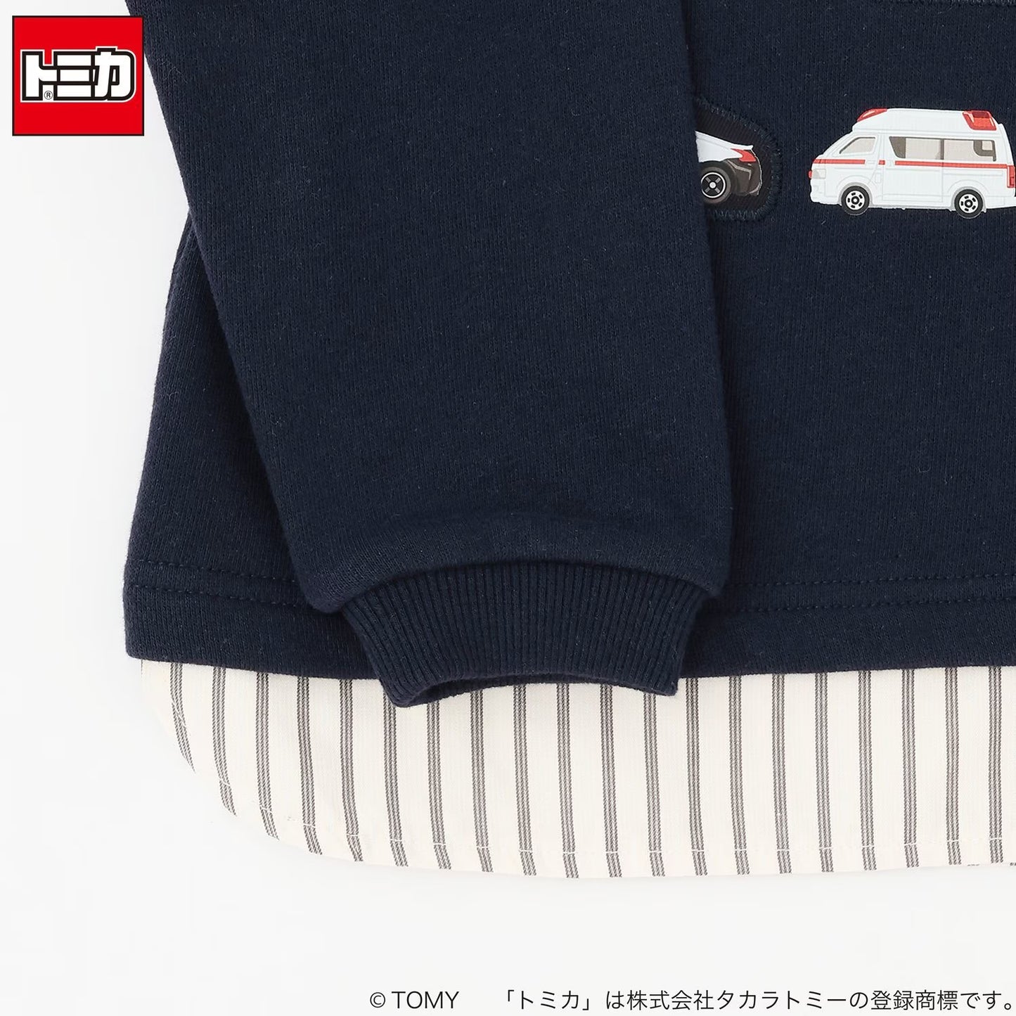 日本童裝 pe#main x TOMICA 格紋下擺衛衣 80-130cm 男童款 秋季 TOPS