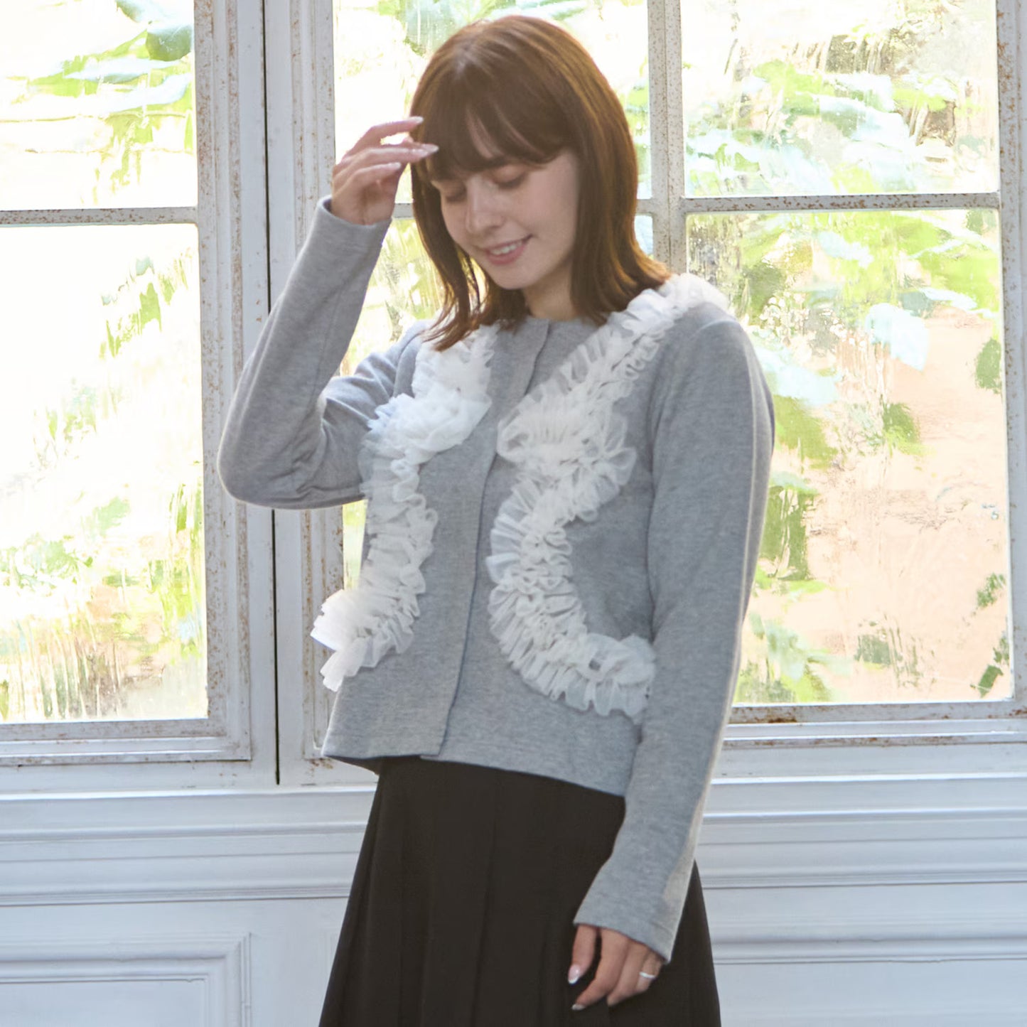 日本童裝 pe#main 薄紗荷葉邊外套 Free Size 親子裝 大人款 秋季 OUTERWEAR