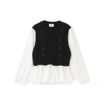 日本童裝 pe#main 假兩件泡泡上衣 Free Size 親子裝 大人款 秋季 TOPS
