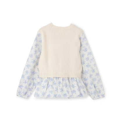 日本童裝 pe#main 假兩件泡泡上衣 Free Size 親子裝 大人款 秋季 TOPS