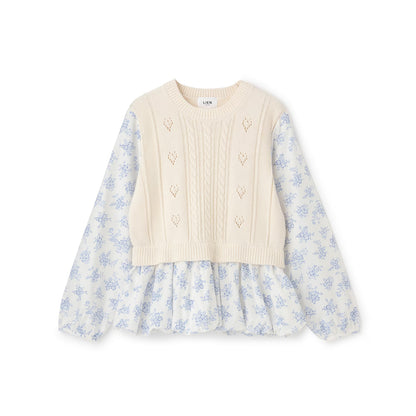 日本童裝 pe#main 假兩件泡泡上衣 Free Size 親子裝 大人款 秋季 TOPS