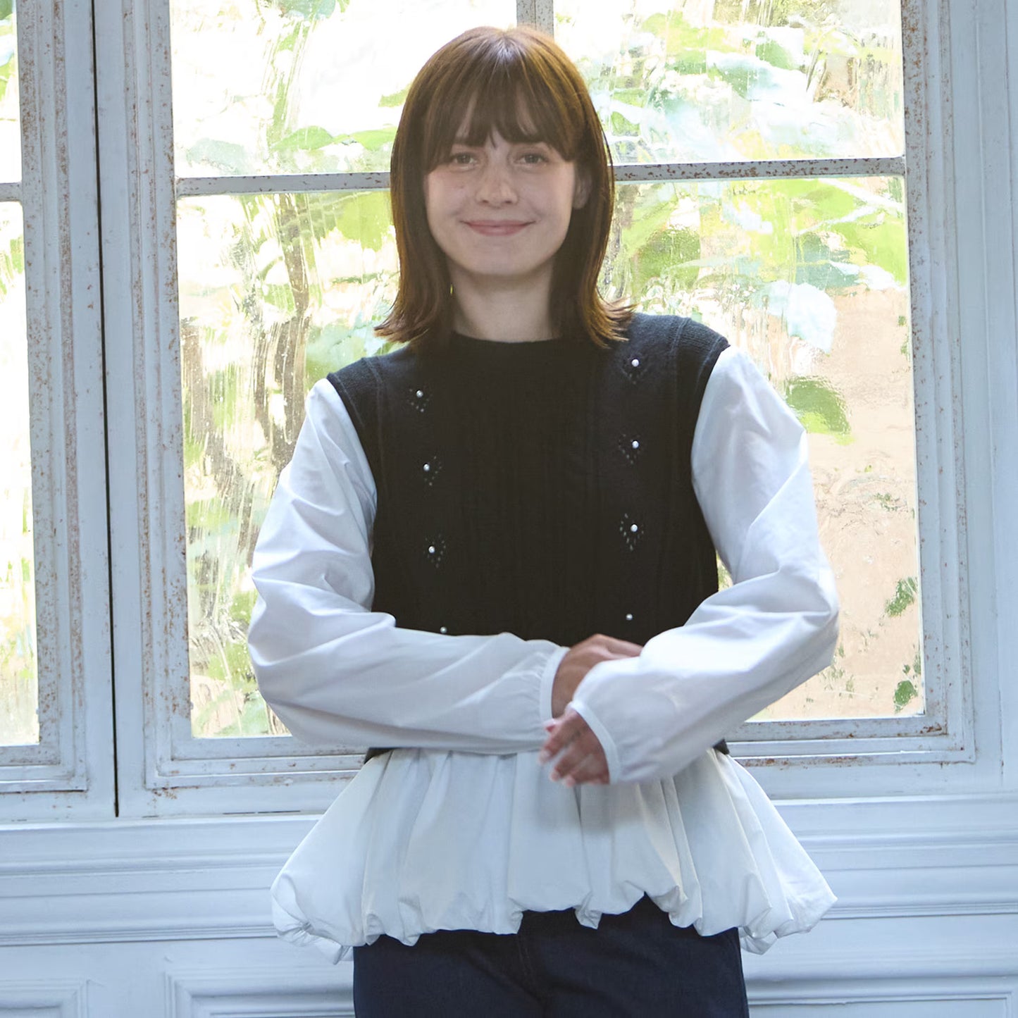 日本童裝 pe#main 假兩件泡泡上衣 Free Size 親子裝 大人款 秋季 TOPS