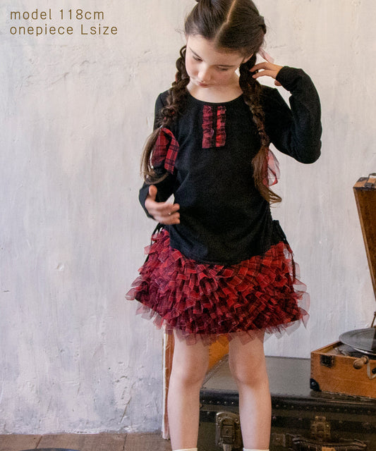 日本童裝 panpantutu 拼接千層酥格紋連身裙 80-140cm 女童款 夏季 DRESSES