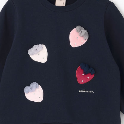 日本童裝 pe#main 士多啤梨圖案衛衣 80-130cm 女童款 冬季 TOPS