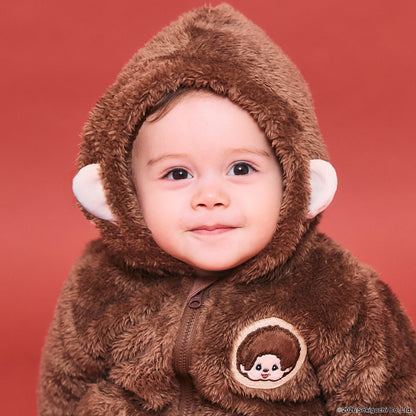 日本童裝 pe#main x Monchhichi 毛毛連衣及口水巾 70-80cm 男童款/女童款 初生嬰兒 秋季 Jumpsuit