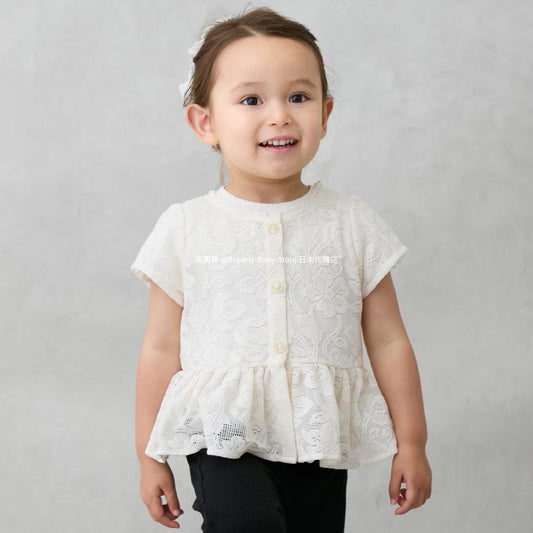 Japanese children's clothing pe#main lace skirt shirt 80-130cm girls summer TOPS 