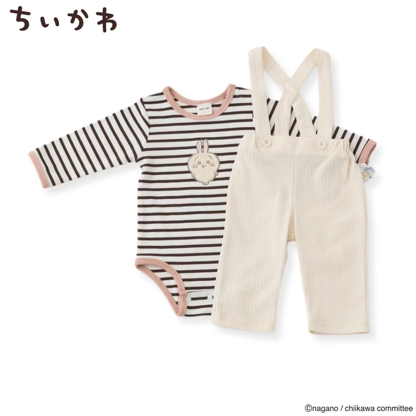 日本童裝 pe#main x【Chiikawa】連衣及吊帶長褲套裝 70-80cm 男童款 初生嬰兒 夏季 Jumpsuit Pants