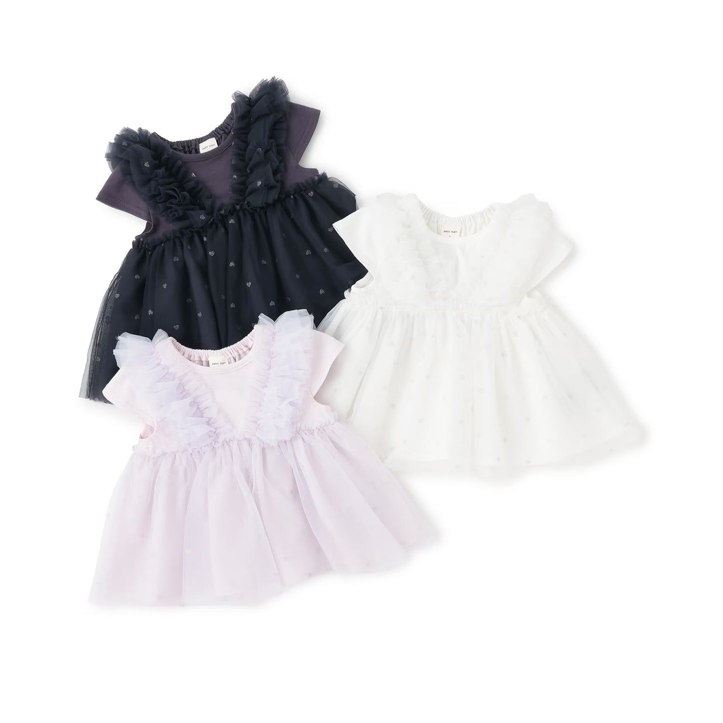 日本童裝 pe#main 假兩件薄紗拼接上衣 80-130cm 女童款 夏季 TOPS