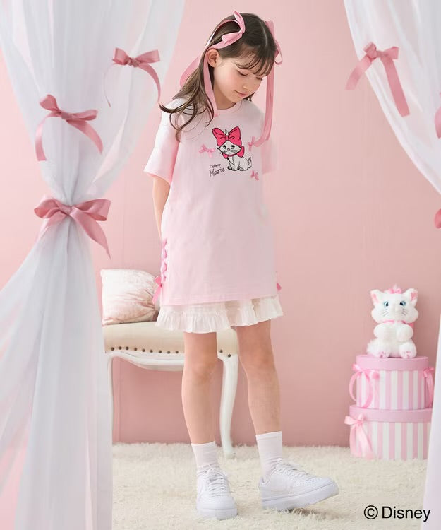 日本童裝 aF#a325 x Disney Marie 繫帶超大短袖上衣 110-160cm 女童款 夏季 TOPS DRESSES