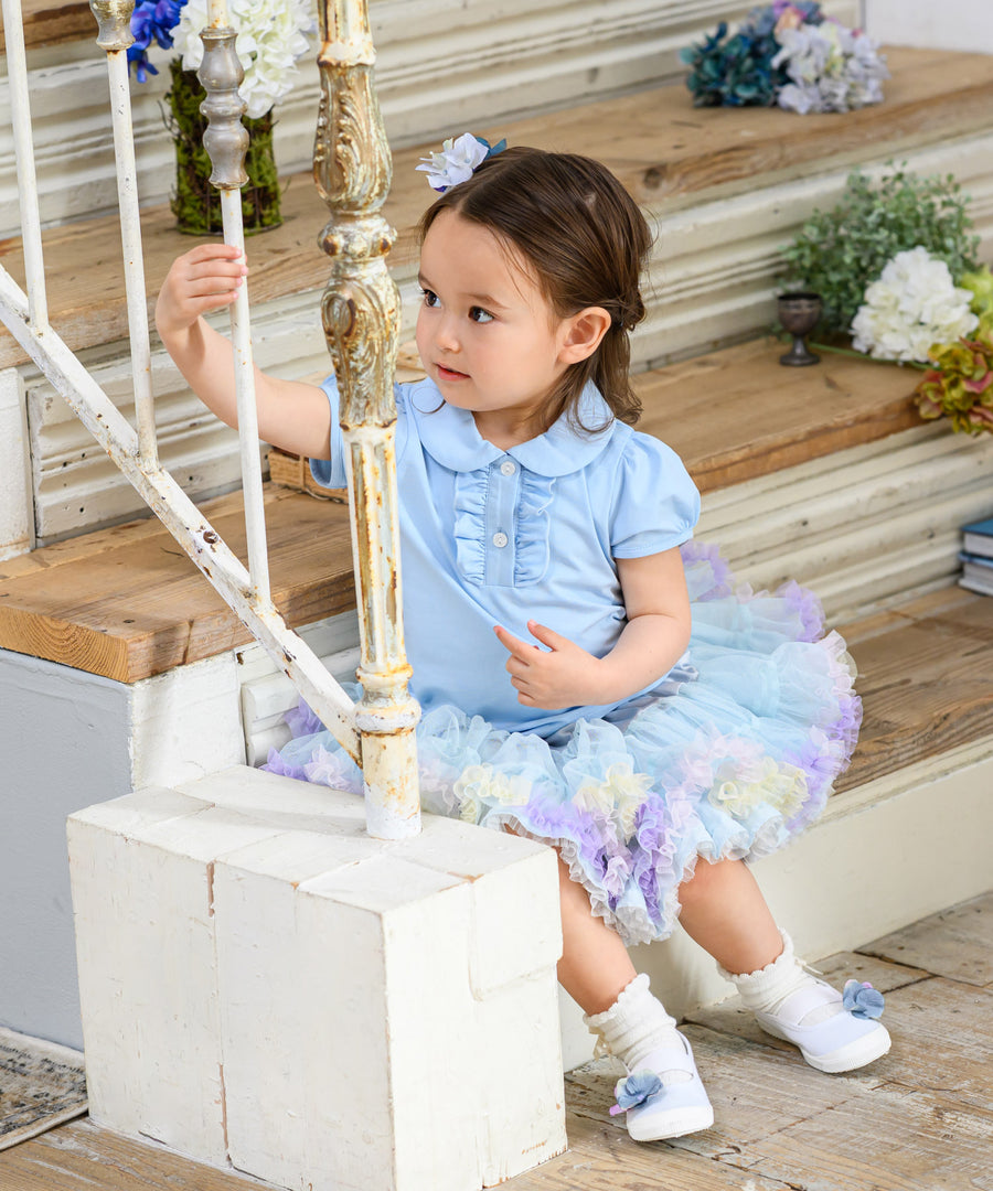 日本童裝 panpantutu 2Way雙面 藍色花瓣 tutu裙 70-135cm 女童款 初生嬰兒 夏季 SKIRTS
