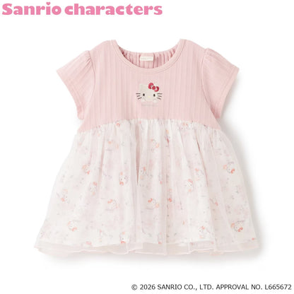 日本童裝 pe#main x 【Sanrio】刺繡拼紗上衣 80-130cm 女童款 夏季 TOPS