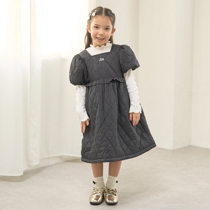 日本童裝 Ly# mine 絎縫夾棉蓬蓬連身裙 100-150cm 女童款 冬季 DRESSES