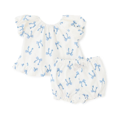 日本童裝 pe#main 蝴蝶結印花兩件套裝 70-80cm 女童款 初生嬰兒 夏季 TOPS PANTS