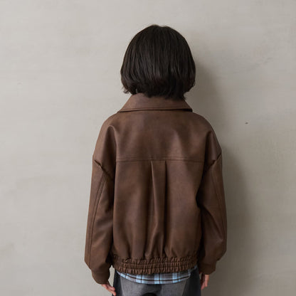 日本童裝 b・R# 仿皮皮褸外套 110-140cm 男童款 冬季(適合初秋、香港平均溫度、寒冷天氣）OUTERWEAR 【日本預售：2026年9月中旬】