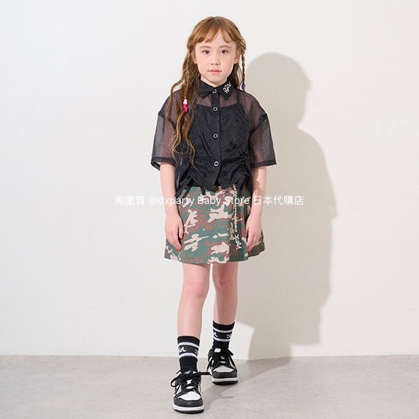 Japanese children's clothing X-girl Stages rivet side pleat skirt 90-140cm girls summer SKIRTS