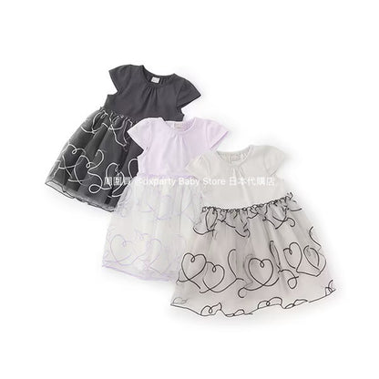 Japanese children's clothing pe#main embroidered tulle dress 80-130cm girls summer dresses for interviews/banquets/performances 