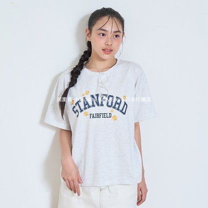 Lovetoxic Japanese children's clothing letter print top 130-160cm girls summer TOPS 
