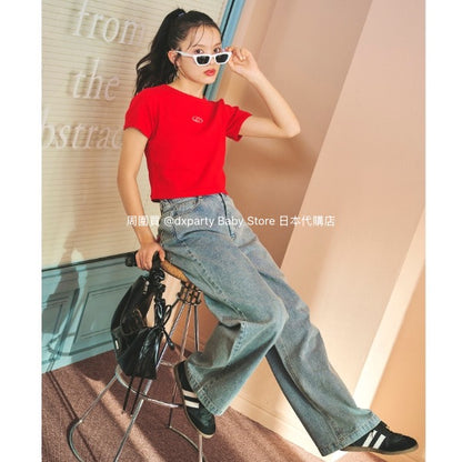 Lovetoxic Japanese children's clothing cropped top 140-160cm girls summer TOPS 