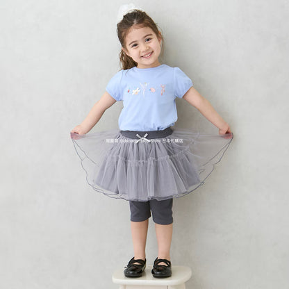 Japanese children's clothing pe#main contact cold fake two-piece five-point long skirt pants 80-130cm girls summer SKIRTS PANTS 