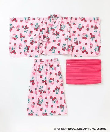 Japanese children's clothing aF#a325 x Sanrio 2Way Yukata Japanese Kimono 110-150cm Girls Summer Outerwear Skirts Japanese Summer Festival Special 