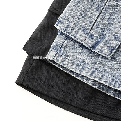 Japanese children's clothing X-girl Stages work pocket jeans 100-140cm girls summer PANTS 