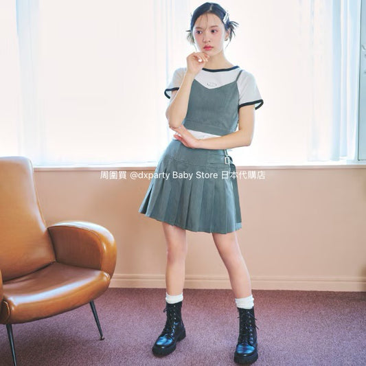 Lovetoxic Japanese Children's Clothing Suspender Skirt Two-Piece Set 140-160cm Girls Summer TOPS SKIRTS 