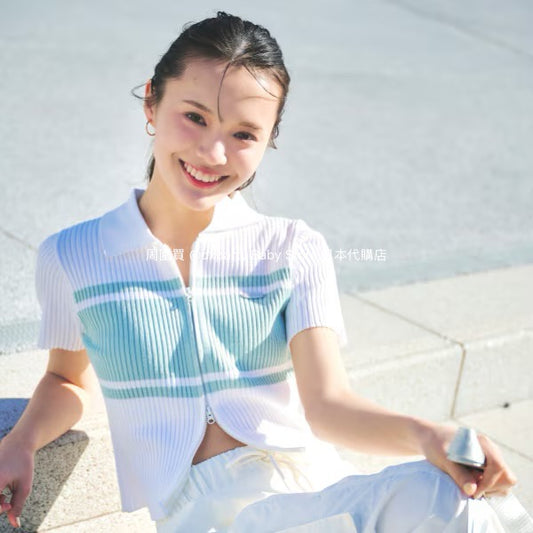 Lovetoxic Japanese Children's Clothing Zipper Cropped Top 140-160cm Girls Summer TOPS OUTERWEAR 