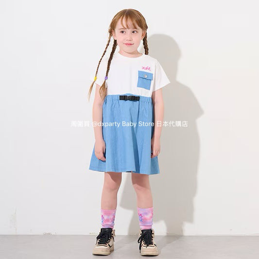Japanese children's clothing X-girl Stages patchwork dress 80-140cm girls summer dresses 
