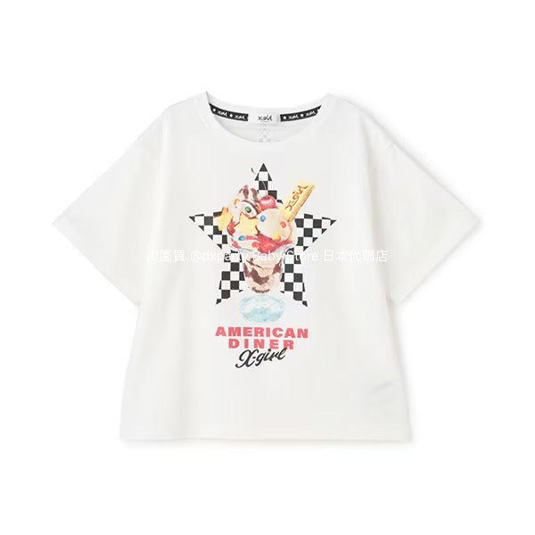 Japanese children's clothing X-girl Stages ice cream print top 80-140cm girls summer TOPS 