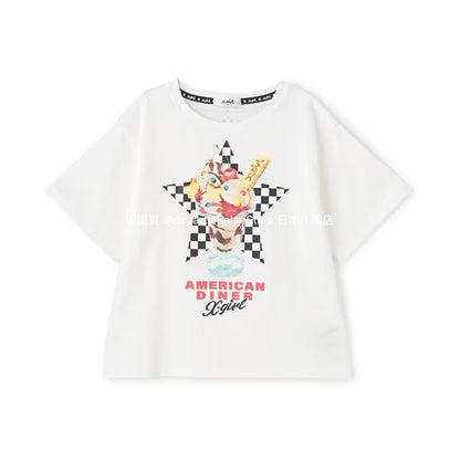 Japanese children's clothing X-girl Stages ice cream print top 80-140cm girls summer TOPS 