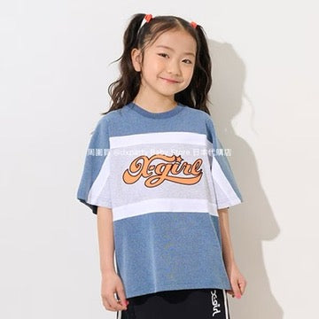 Japanese children's clothing X-girl Stages contact cool color block logo print top 80-140cm girls summer TOPS 