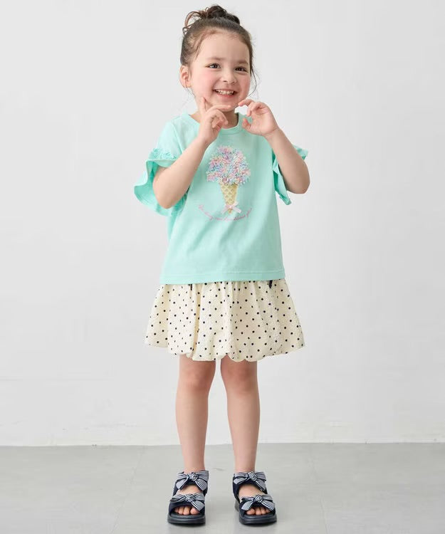 日本童裝 aF#a325 泡泡波點短裙 110-150cm 女童款 夏季 SKIRTS