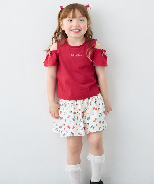 日本童裝 aF#a325 蝴蝶結露肩上衣 90-150cm 女童款 夏季  TOPS