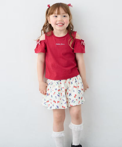 日本童裝 aF#a325 蝴蝶結露肩上衣 90-150cm 女童款 夏季  TOPS