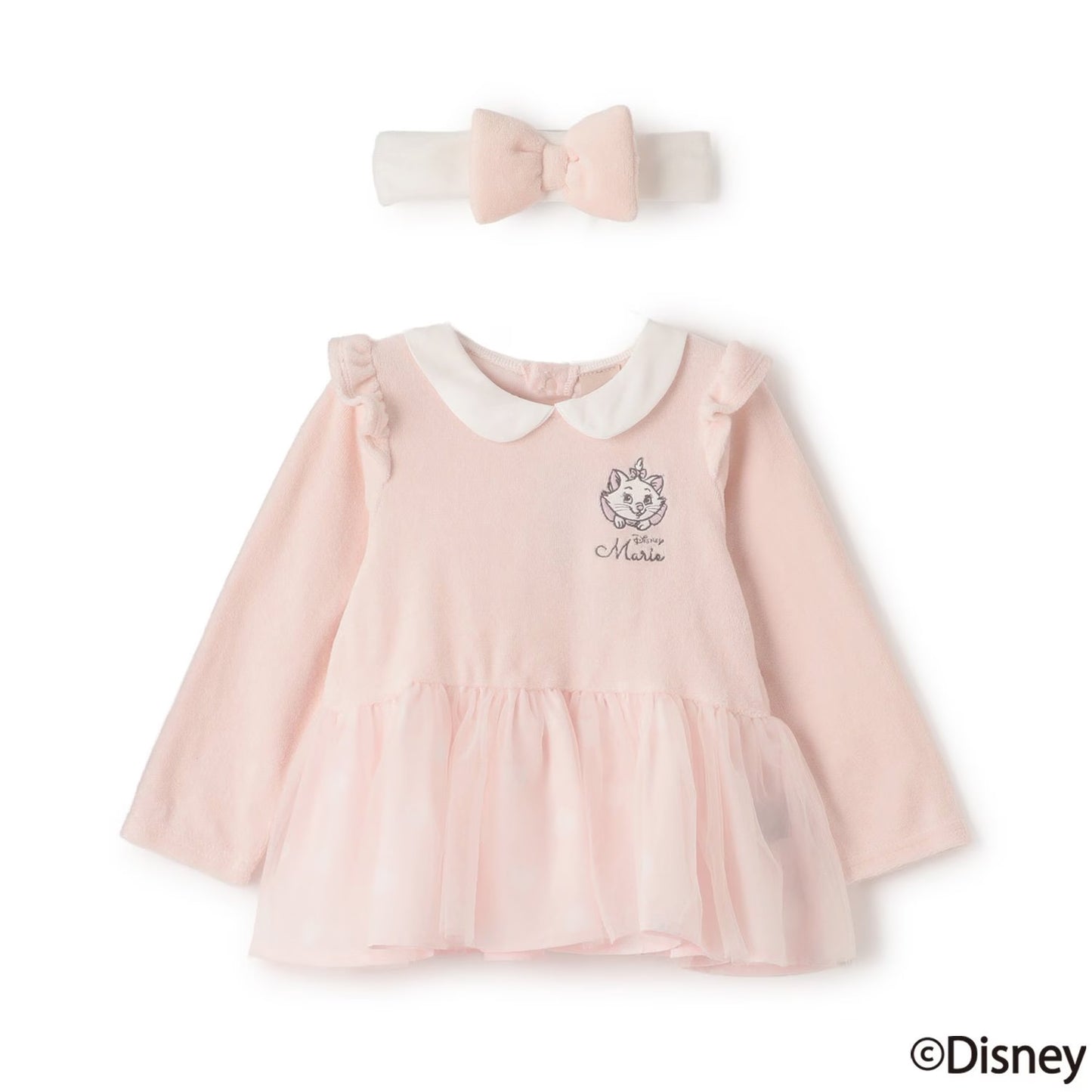 日本童裝 pe#main x Disney 絨毛薄紗拼接上衣 80-130cm 女童款 秋季 TOPS