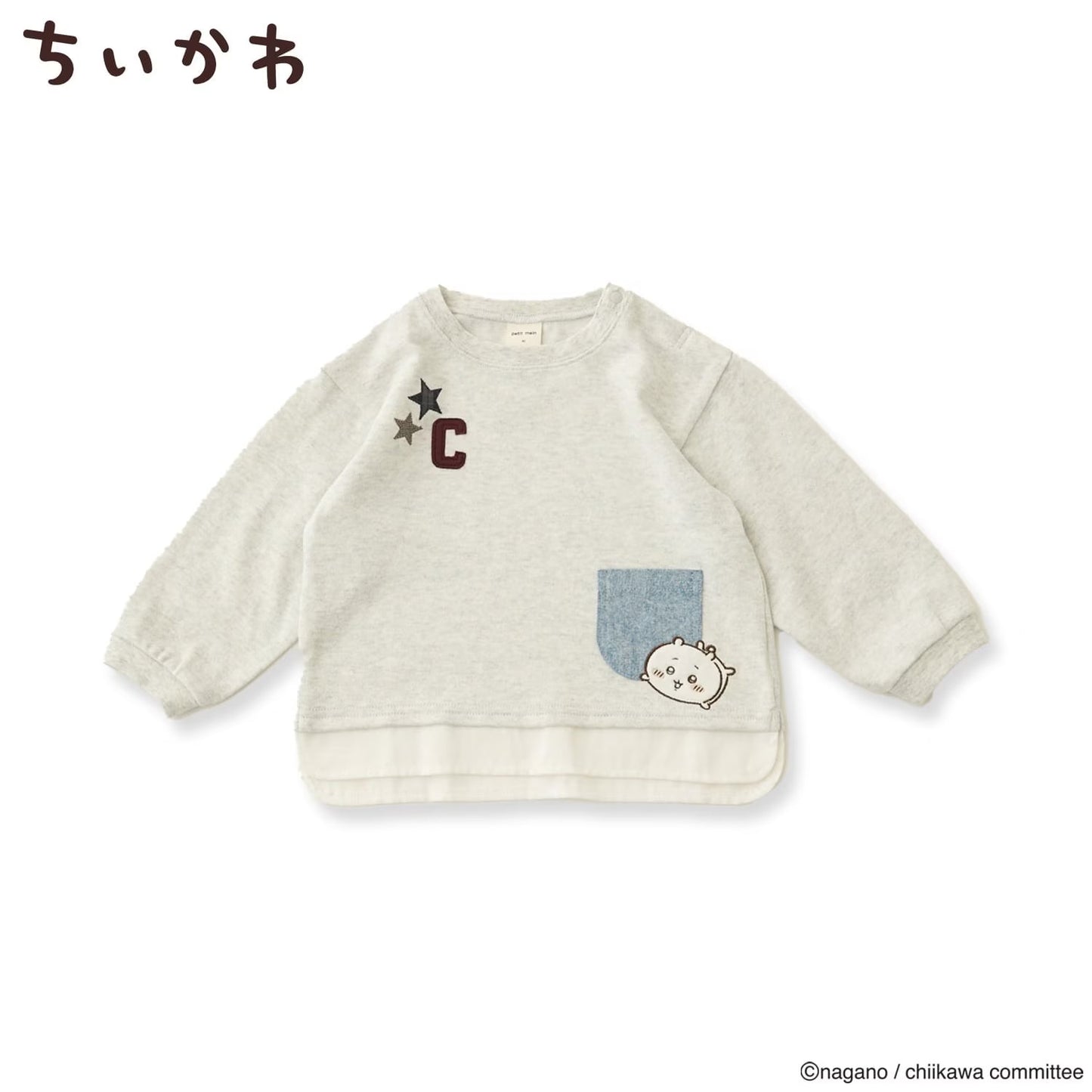 日本童裝 pe#main x【Chiikawa】假兩件衛衣 80-130cm 男童款 初生嬰兒 夏季 TOPS