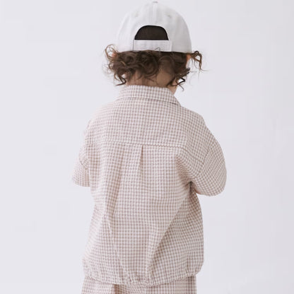 日本童裝 pe#main 格子布帛兩件套裝 80-130cm 男童款 夏季 TOPS PANTS