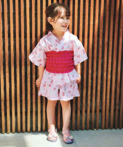 日本童裝 aF#a325 日本甚平 日本和服 90-130cm 女童款 夏季 TOPS PANTS 日本夏祭慶典特輯