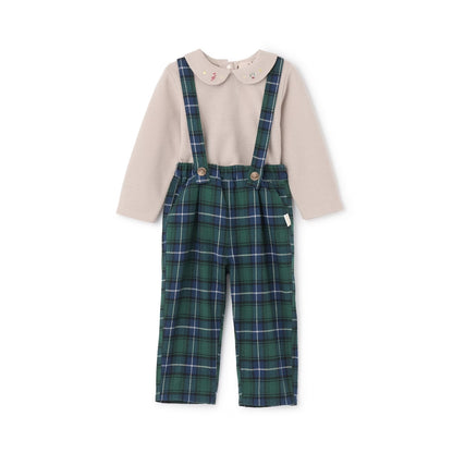 日本童裝 pe#main 上衣吊帶連體褲套裝 80-110cm 初生嬰兒 男童款 冬季 Jumpsuit 聖誕紅/新年紅