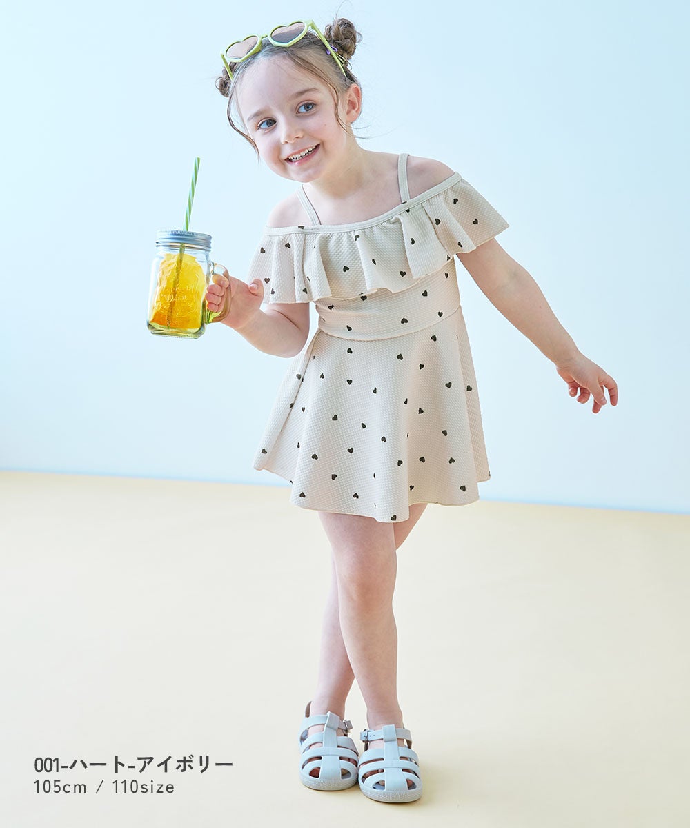 日本童裝 dev!rock 防UV 花邊領泳衣兩件套裝 100-160cm 女童款 夏季 DRESSES PANTS 夏日玩水泳衣特輯