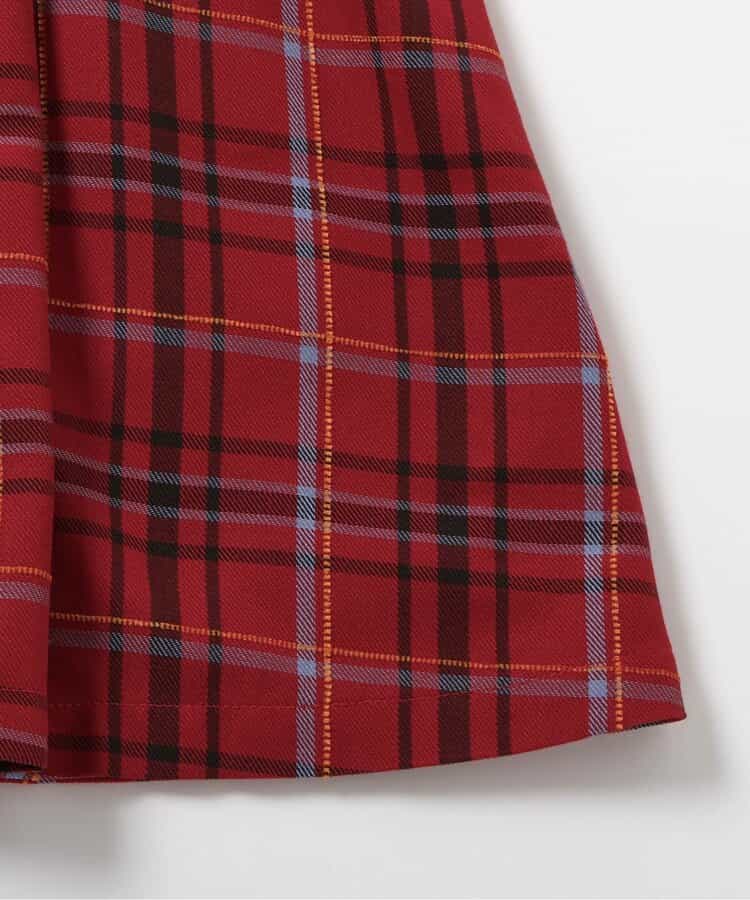 日本童裝 apres les cours 披肩格紋連身裙 80-140cm 女童款 冬季 DRESSES 聖誕紅/新年紅