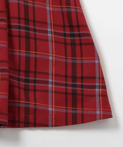 日本童裝 apres les cours 披肩格紋連身裙 80-140cm 女童款 冬季 DRESSES 聖誕紅/新年紅